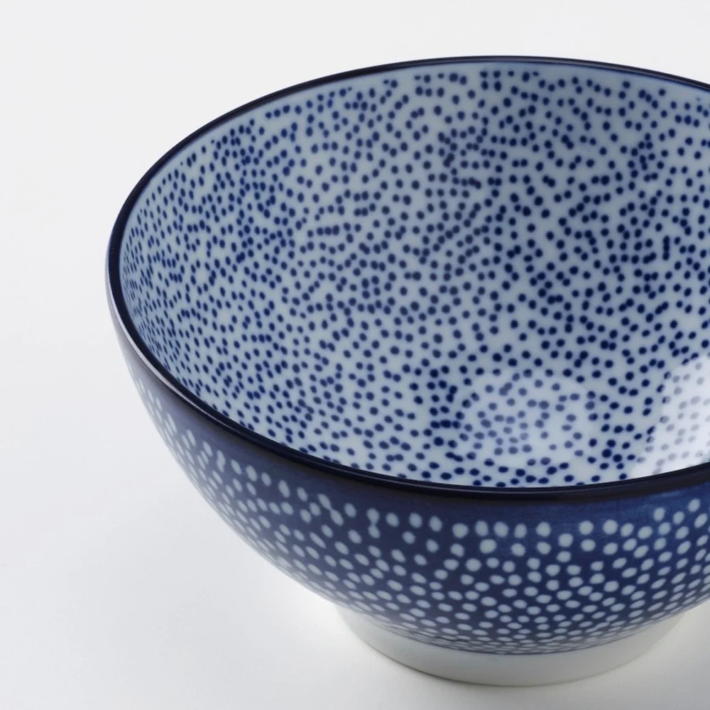 IKEA ENTUSIASM Patterned Blue Bowls, Set of 8, 4 ½” Diameter asian